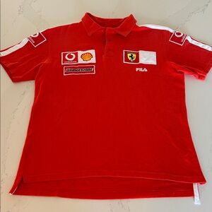 Fila Scuderia Ferrari F1 Red/Orange Made in Italy Polo Racing Patches SZ L